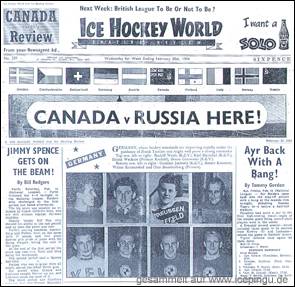 Zeitungsartikel vom 20.02.1954 - Krefelder Spieler werden in der Ice Hockey World vorgestellt.