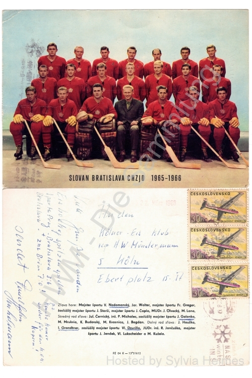 Postkarte Slovan Bratislava Chzjo 1965-1966 Postkarte abgestempelt