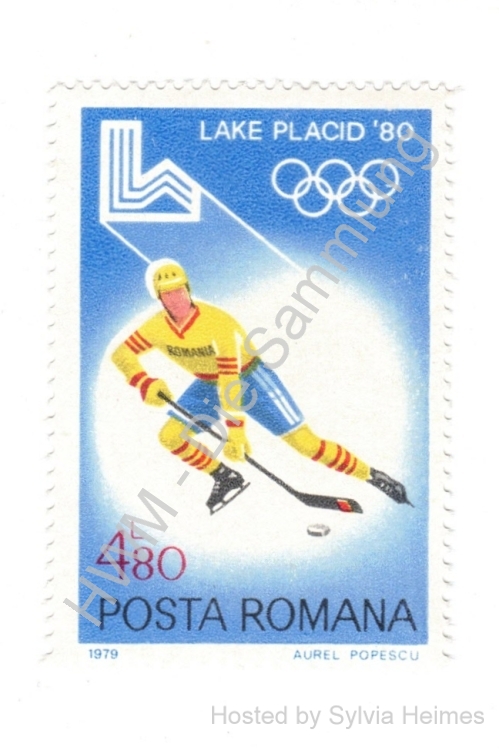Briefmarke Rumänien Olympische Winterspiele Lake Placid 1980 Wert 480 L