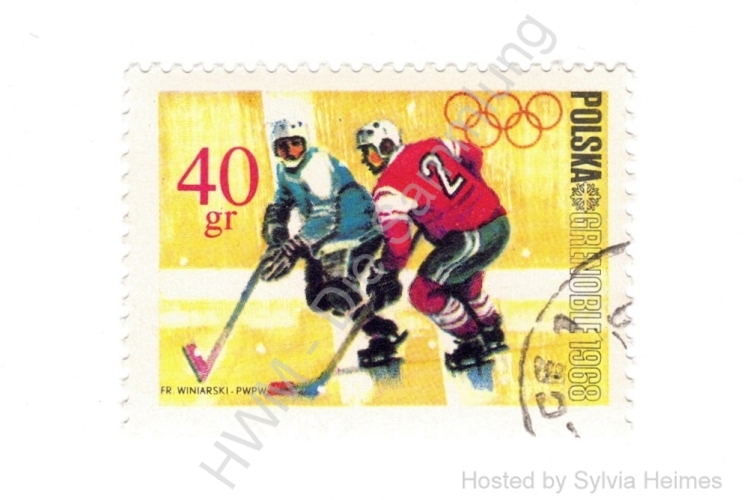 Briefmarke Polen Olympische Winterspiele Grenoble 1968 40 gr