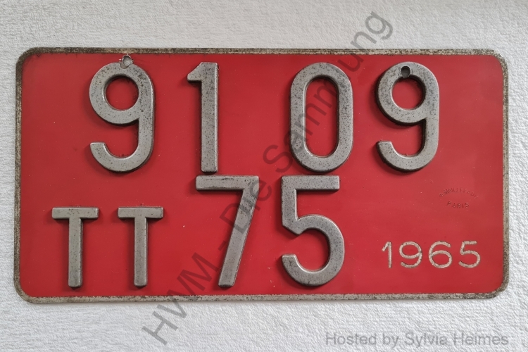 Nummernschild rot 91 09 TT 75