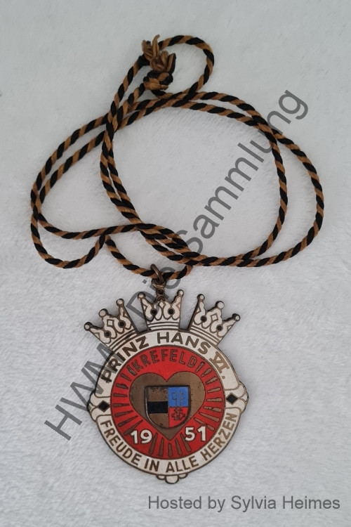 Prinz Hans VI 1951 Freude in alle Herzen Karnevalsorden