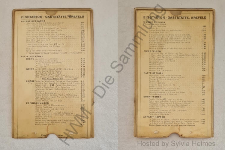 Aufsteller zweiteilig Metallschlittschuh mit Speisekarte - Karte