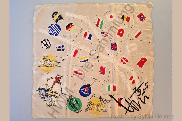 Seidentuch WM 1955 beige-grau