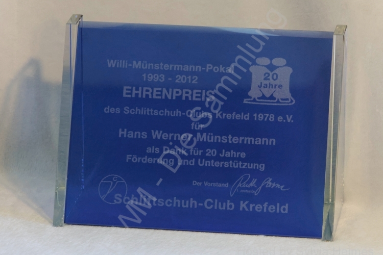 Ehrenpreis für H.W. Münstermann vom SC Krefeld 1978 e.V. 