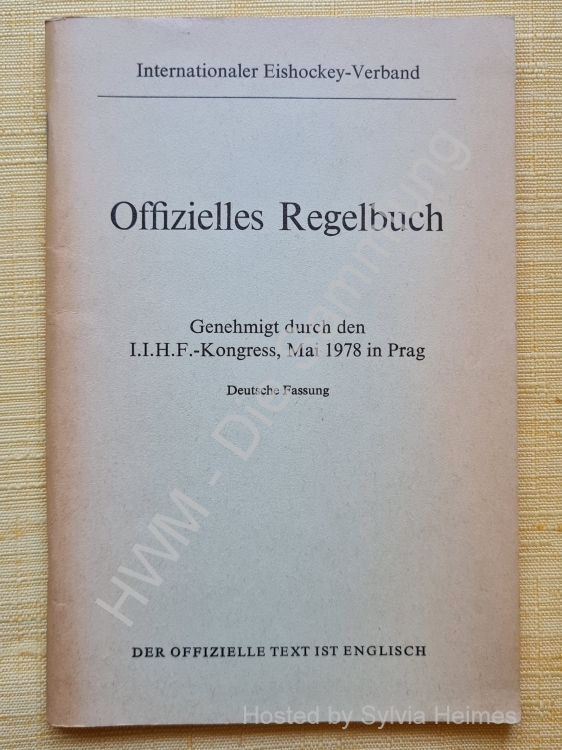 Internationaler Eishockey Verband Offizielles Regelbuch 1978 deutsch