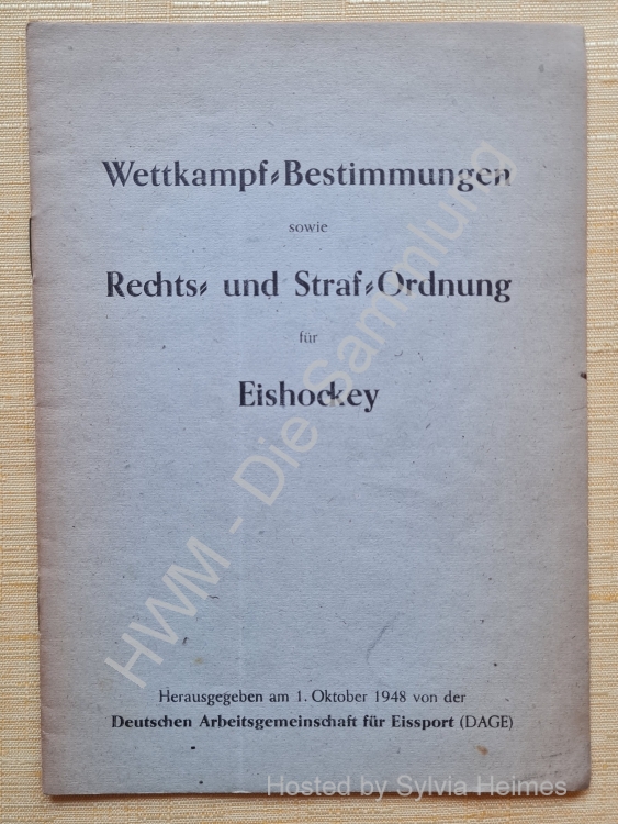 Wettkampf-Bestimmungen sowie Rechts- und Straf-Ordnung für Eishockey 1948