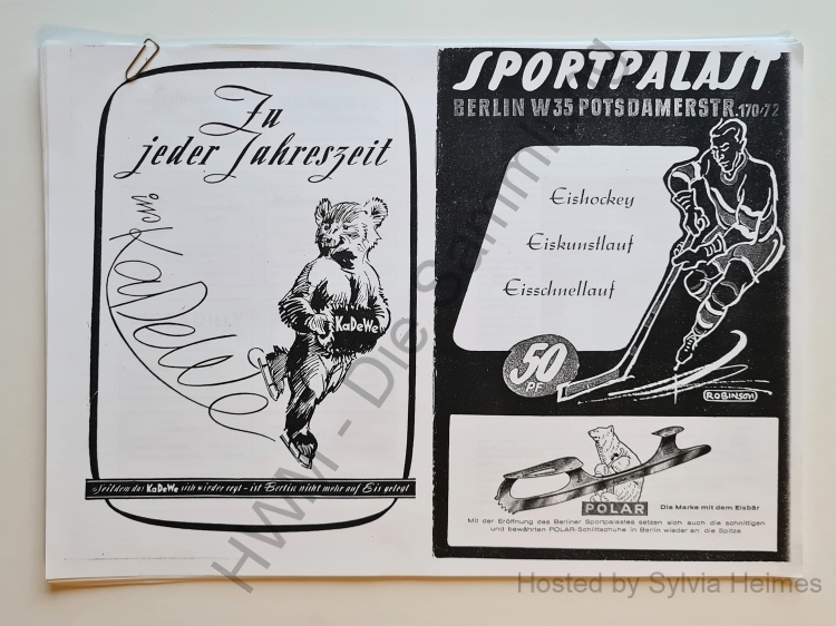 Sportpalast Berlin Eishockey Eiskunstlauf Eisschnellauf