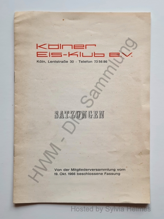 Kölner Eis-Klub e.V. Satzungen 1966