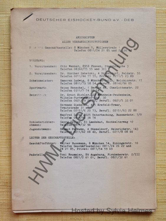 Deutscher Eishockey-Bund e.V. - DEB Anschriften aller Verbandsinstitutionen