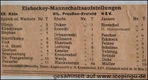 Aufstellung aus einem Spieltagsblatt.