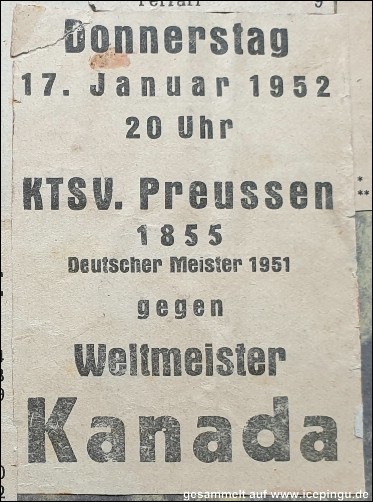 1951/52 Preussen gegen Kanada.