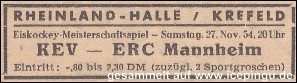27.11.1954 gegen den ERC Mannheim.