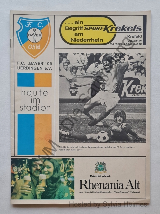 FC Bayer 05 Uerdingen e.V. Spieltagsheft Nr. 1 vom 23.09.1973